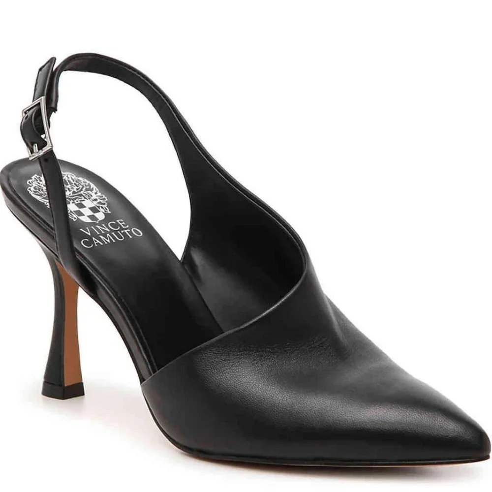 Vince Camuto Black Pointed Toe Slingback Heels